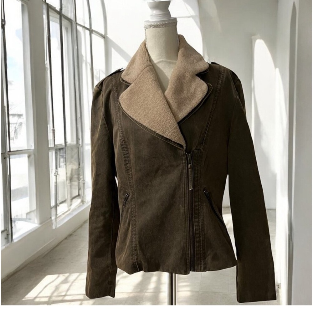 Cripple Creek Ranchwear Waxed Canvas Faux Shearling Barn Jacket Size Large